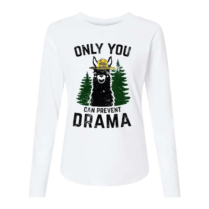 Funny Drama Llama Only You Can Prevent Drama Sarcastic Lover Womens Cotton Relaxed Long Sleeve T-Shirt