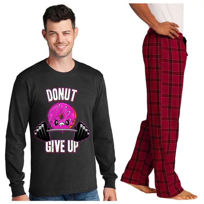 Funny Doughnut Lover Donut Give Up Fitness Gym Donut Gift Long Sleeve Pajama Set