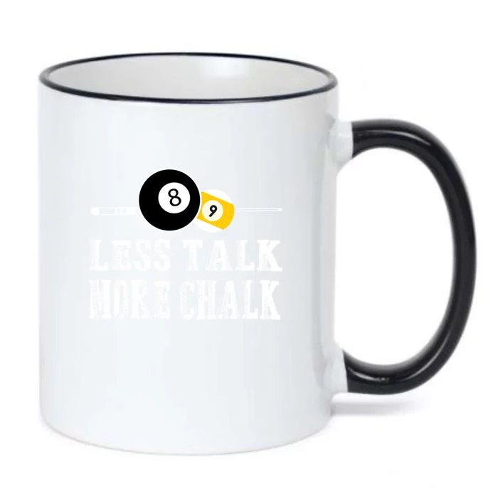 Father's Day LESS TALK MORE CHALK BILLIARDS Pool Player Gift For Dad Black Color Changing Mug