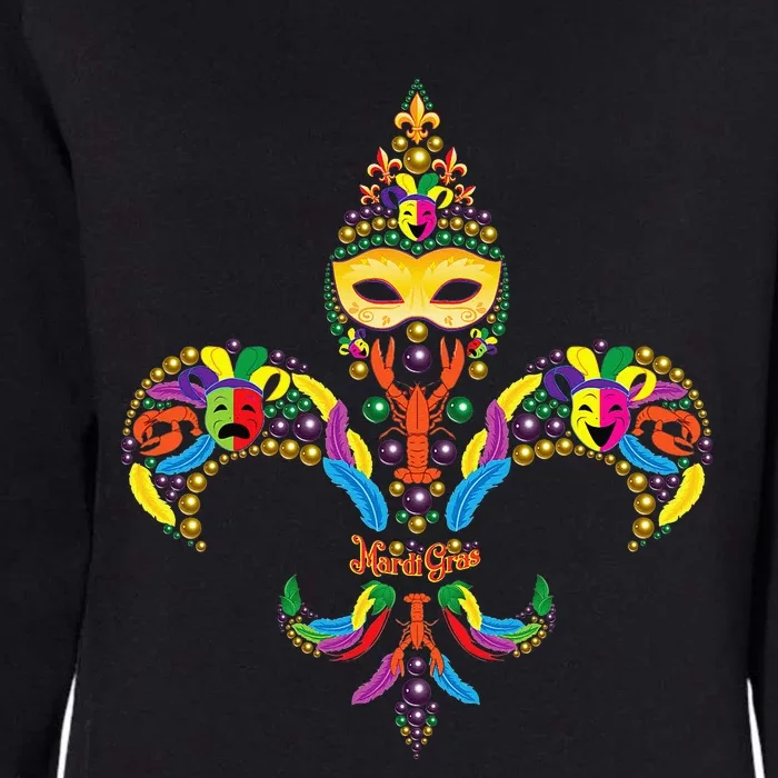 Fleur De Lis & Mardi Gras Mask New Orleans Souvenir Womens California Wash Sweatshirt