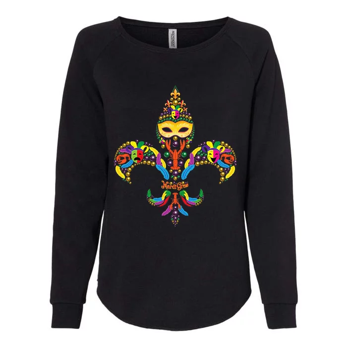 Fleur De Lis & Mardi Gras Mask New Orleans Souvenir Womens California Wash Sweatshirt