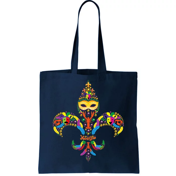 Fleur De Lis & Mardi Gras Mask New Orleans Souvenir Tote Bag