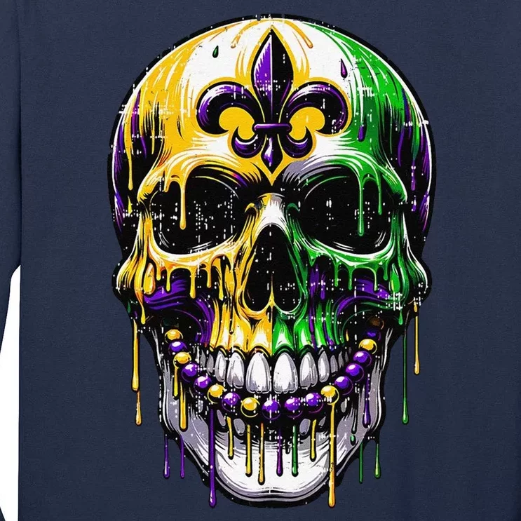 Fleur De Lis Mardi Gras Skull Tall Long Sleeve T-Shirt