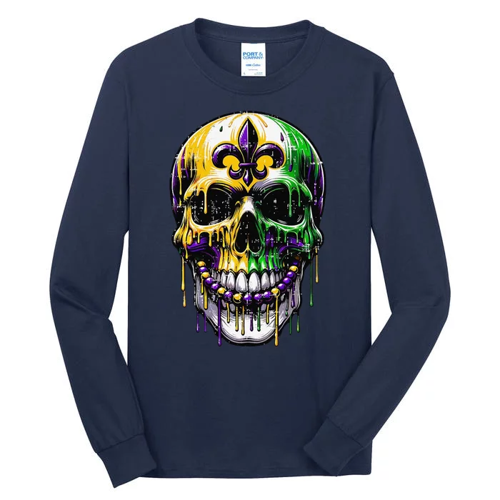 Fleur De Lis Mardi Gras Skull Tall Long Sleeve T-Shirt