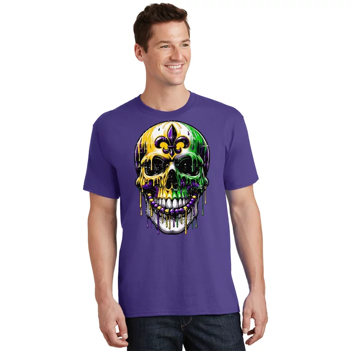 Fleur De Lis Mardi Gras Skull T-Shirt