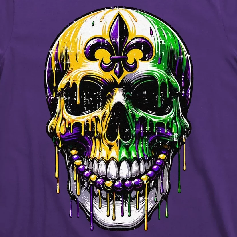 Fleur De Lis Mardi Gras Skull T-Shirt