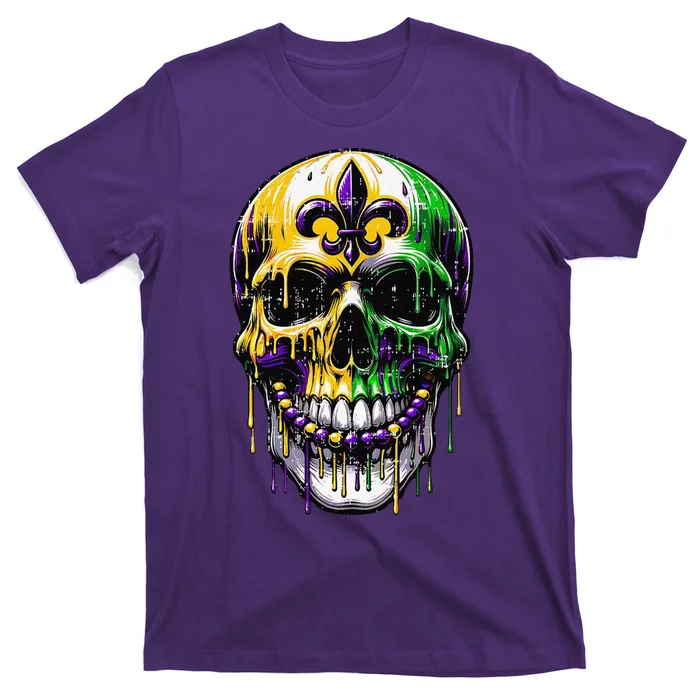 Fleur De Lis Mardi Gras Skull T-Shirt