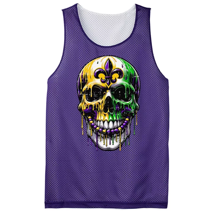 Fleur De Lis Mardi Gras Skull Mesh Reversible Basketball Jersey Tank