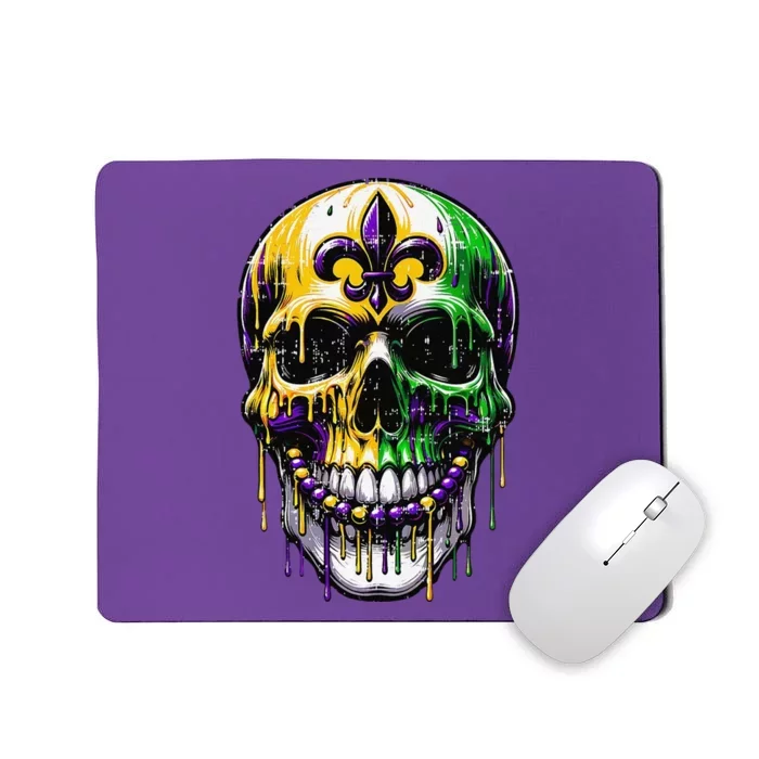 Fleur De Lis Mardi Gras Skull Mousepad