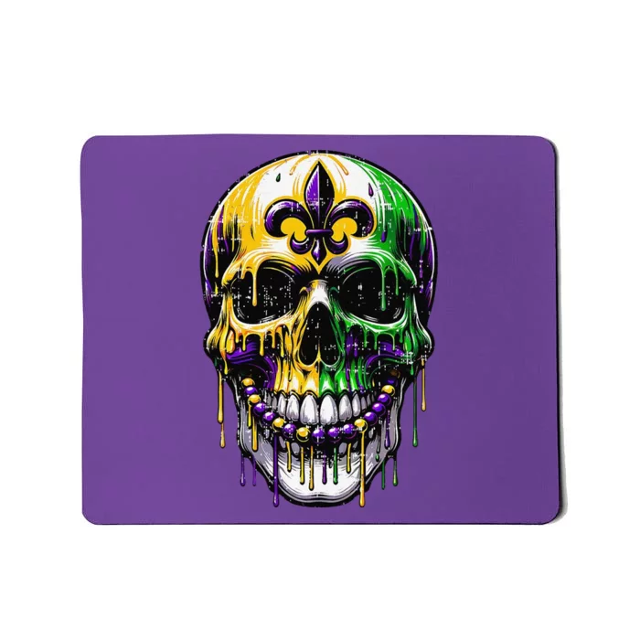 Fleur De Lis Mardi Gras Skull Mousepad