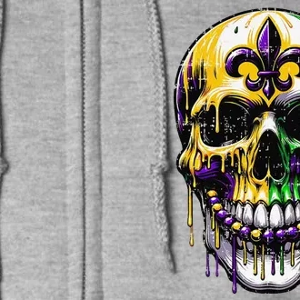 Fleur De Lis Mardi Gras Skull Full Zip Hoodie