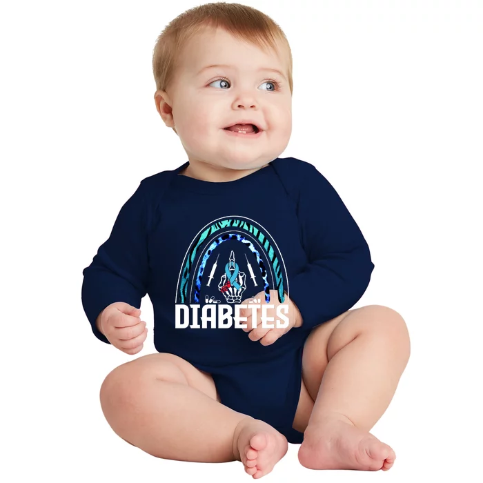 Fuck Diabetes Logo Awareness Baby Long Sleeve Bodysuit