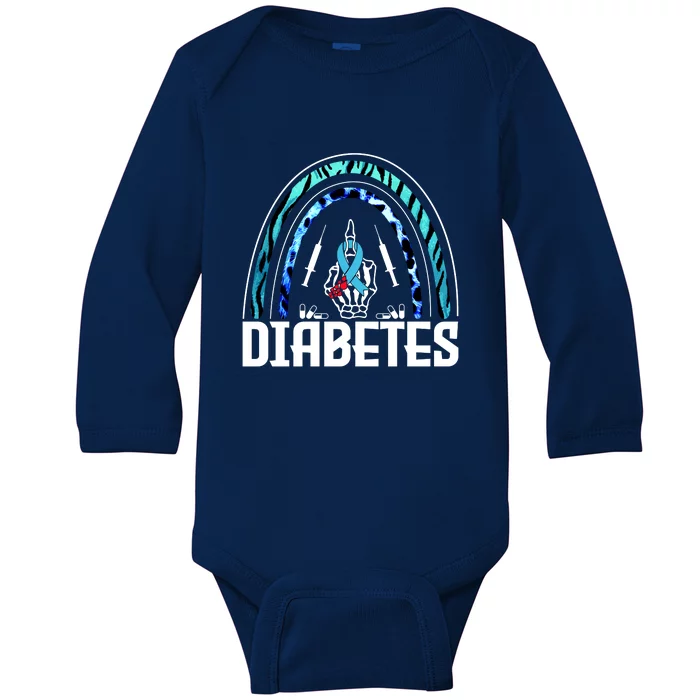 Fuck Diabetes Logo Awareness Baby Long Sleeve Bodysuit