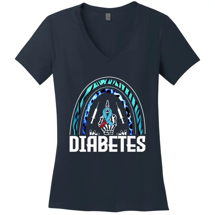 Fuck Diabetes Logo Awareness Women's V-Neck T-Shirt