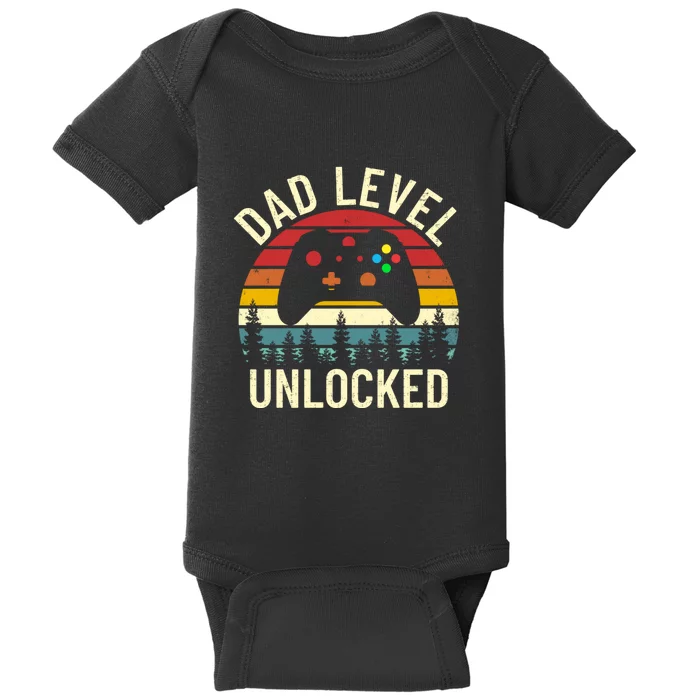 Funny Dad Level Uncloked Gift For Gamer Baby Bodysuit