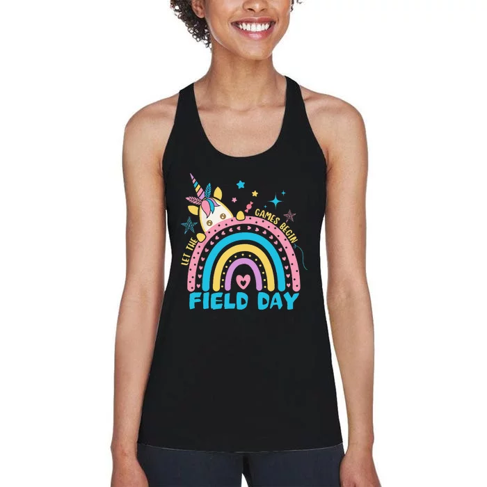 Field Day Let The Games Begin Teachers Women's Racerback Tank