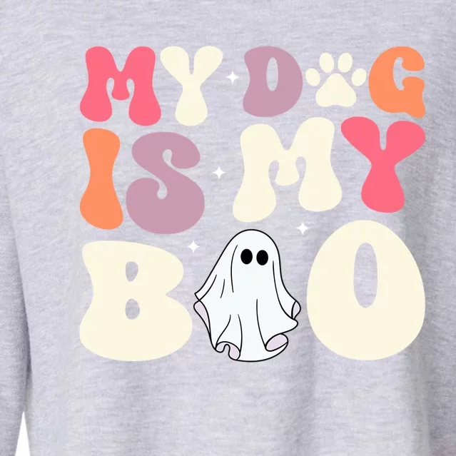 Funny Dog Lover Halloween Puppy Groovy My Dog Is My Boo Gift Cropped Pullover Crew