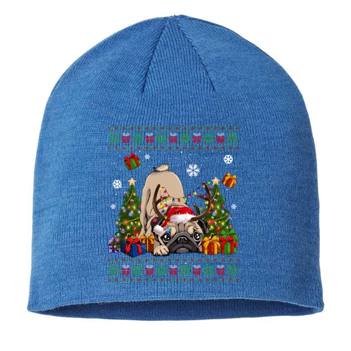 Funny Dog Lovers Frenchie Santa Hat Ugly Christmas Sweater Cute Gift 8 1/2in Sustainable Knit Beanie