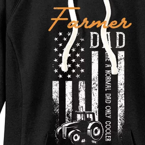 Farmer Dad Like A Normal Dad Only Cooler USA Flag Farming Women's Fleece Hoodie