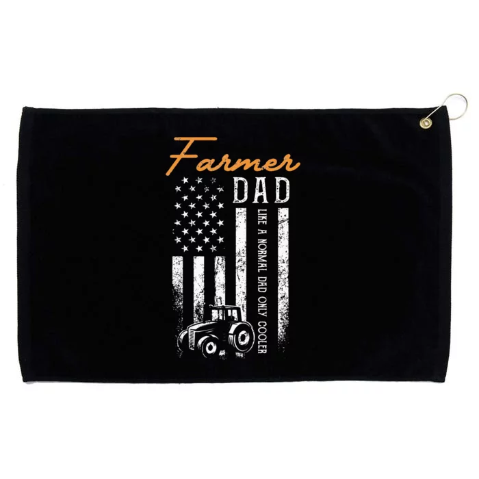 Farmer Dad Like A Normal Dad Only Cooler USA Flag Farming Grommeted Golf Towel