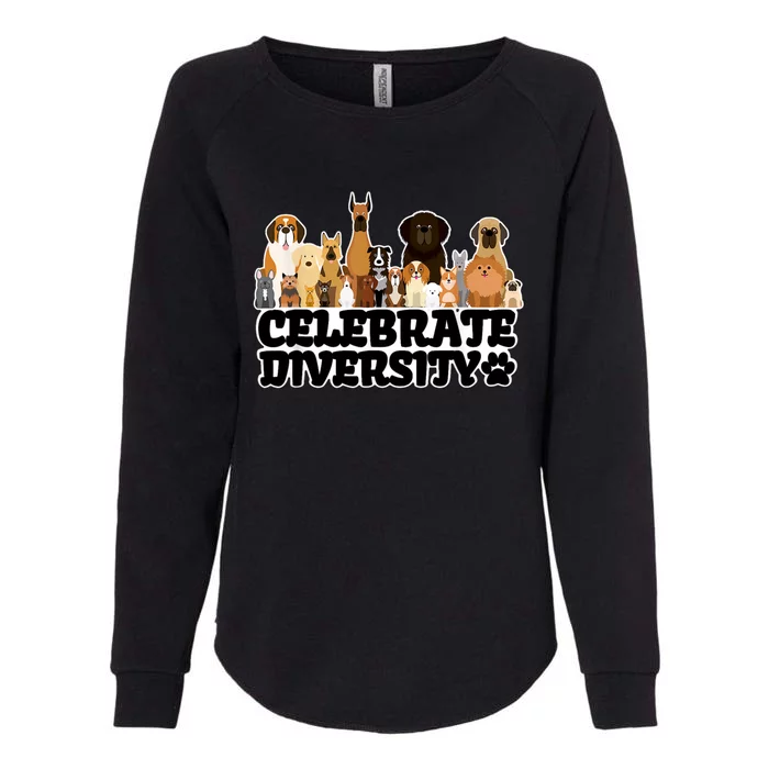 Funny Dog Lover Shirts 'Celebrate Diversity' Cute Dog Womens California Wash Sweatshirt