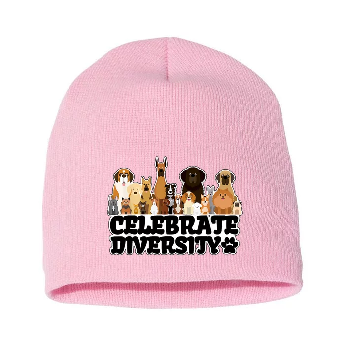 Funny Dog Lover Shirts 'Celebrate Diversity' Cute Dog Short Acrylic Beanie