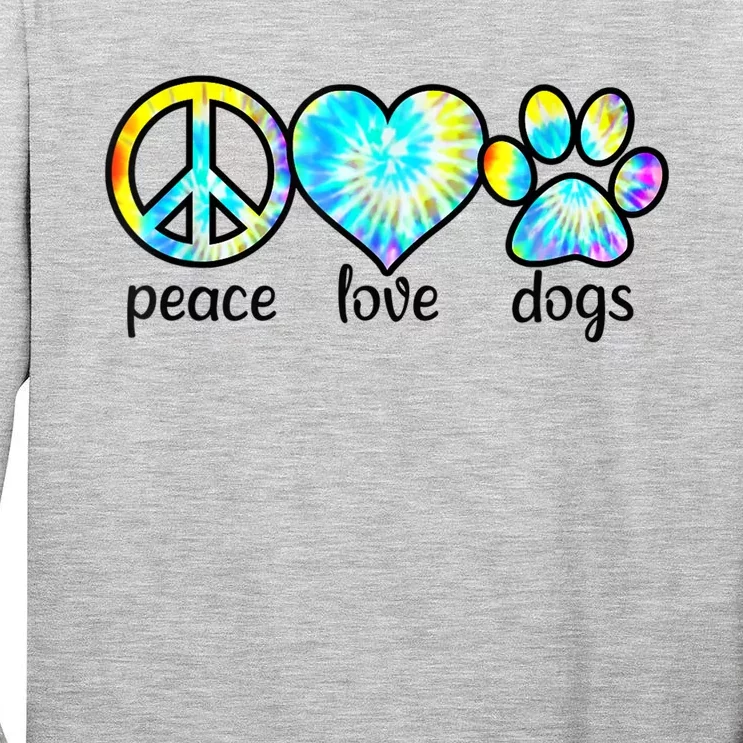 Funny Dog Lover Shirts Gift Peace Love Dogs Tie Dye Puppy Gifts Tall Long Sleeve T-Shirt