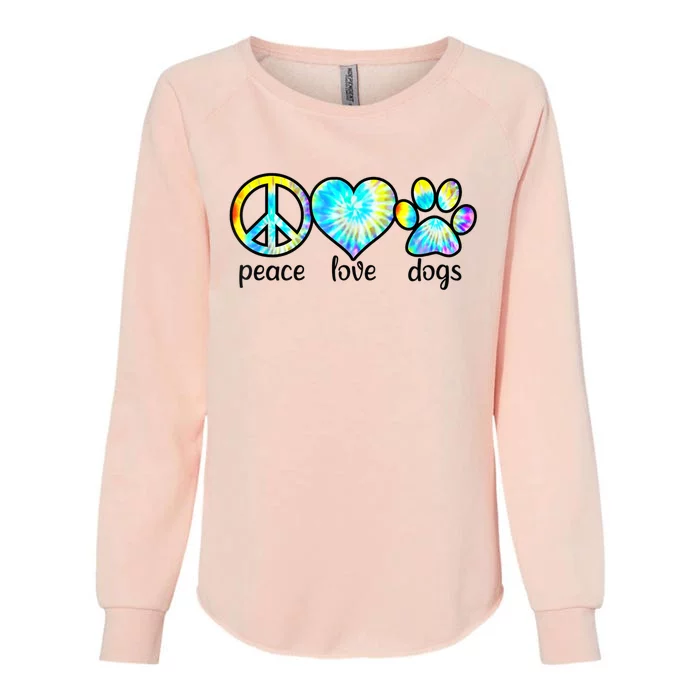 Funny Dog Lover Shirts Gift Peace Love Dogs Tie Dye Puppy Gifts Womens California Wash Sweatshirt