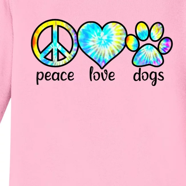 Funny Dog Lover Shirts Gift Peace Love Dogs Tie Dye Puppy Gifts Baby Long Sleeve Bodysuit