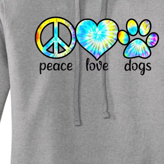 Funny Dog Lover Shirts Gift Peace Love Dogs Tie Dye Puppy Gifts Women's Pullover Hoodie