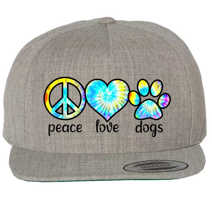 Funny Dog Lover Shirts Gift Peace Love Dogs Tie Dye Puppy Gifts Wool Snapback Cap