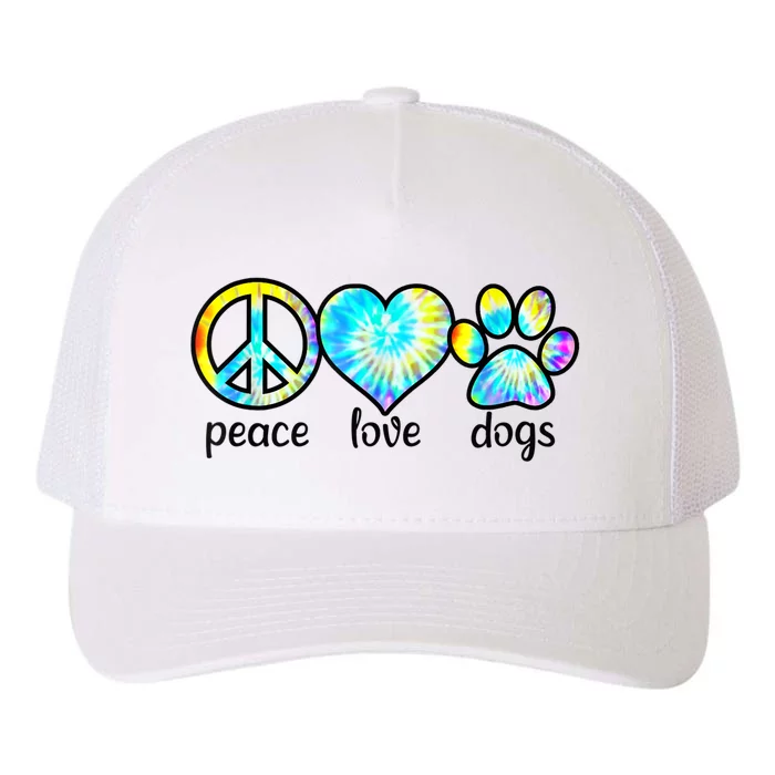 Funny Dog Lover Shirts Gift Peace Love Dogs Tie Dye Puppy Gifts Yupoong Adult 5-Panel Trucker Hat