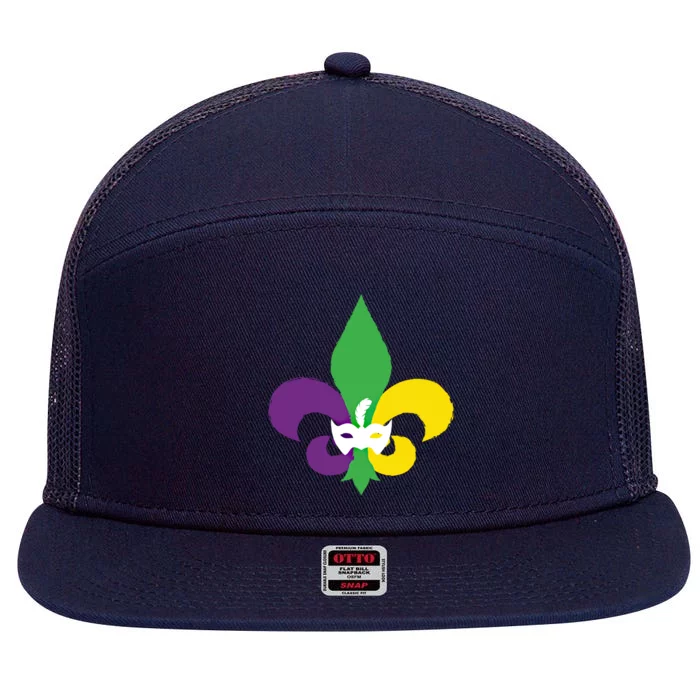 Fleur De Lis Mardi Gras Gift Masquerade Mask 7 Panel Mesh Trucker Snapback Hat