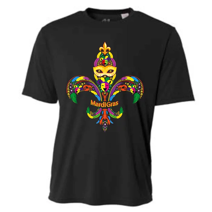 Fleur De Lis And Mardi Gras Mask And Beads New Orleans Souvenir Gift Cooling Performance Crew T-Shirt