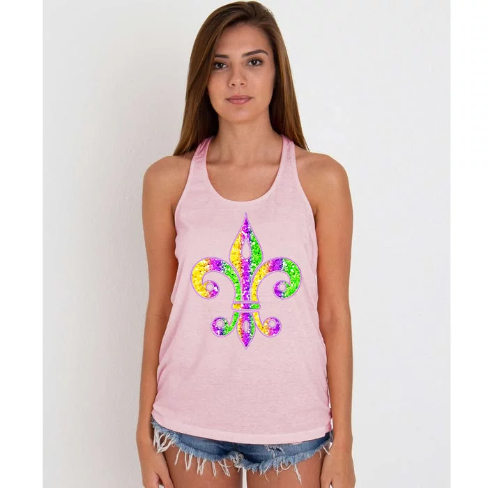 Fleur De Lis Mardi Gras Symbol Carnival Costume Party Gift Women's Knotted Racerback Tank