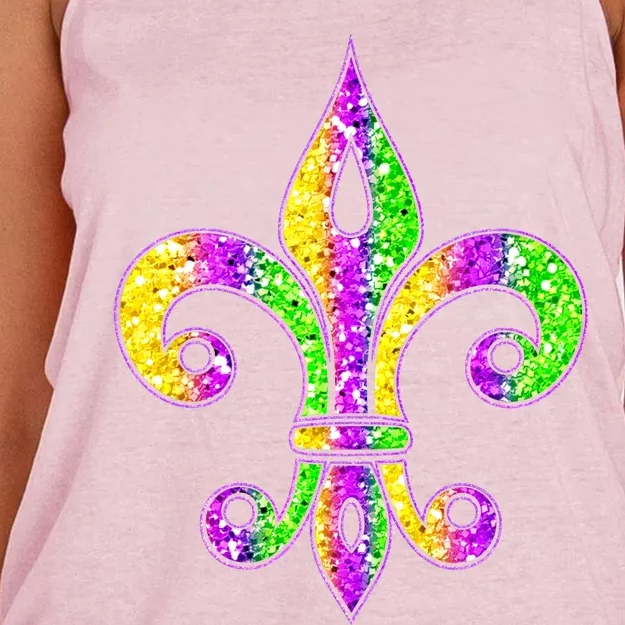 Fleur De Lis Mardi Gras Symbol Carnival Costume Party Gift Women's Knotted Racerback Tank