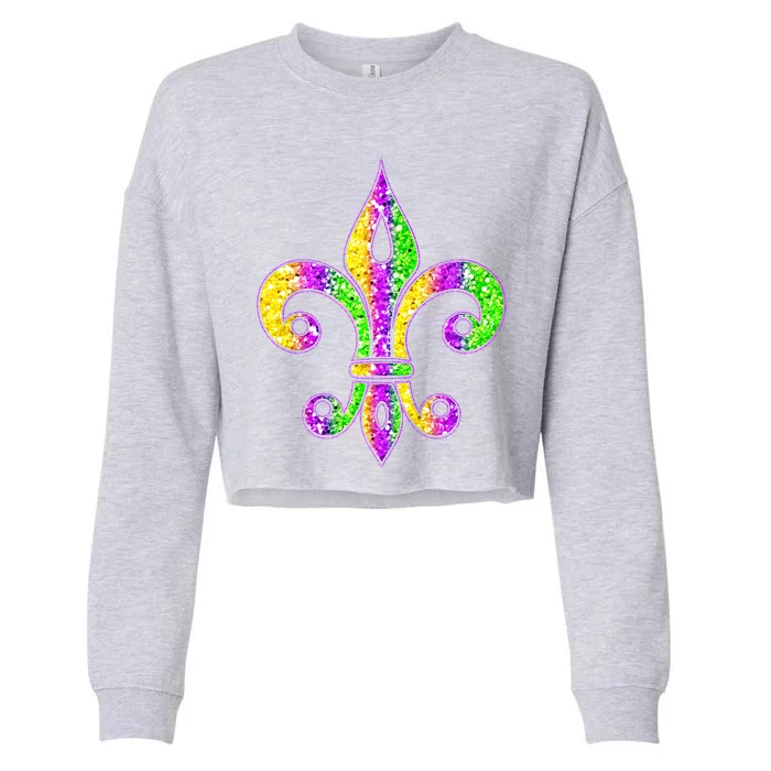 Fleur De Lis Mardi Gras Symbol Carnival Costume Party Gift Cropped Pullover Crew