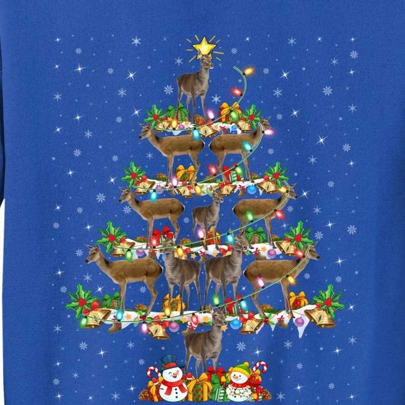 Funny Deer Lover Xmas Lighting Santa Deer Christmas Tree Cute Gift Tall Sweatshirt