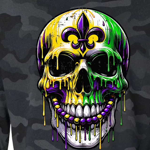 Fleur De Lis Mardi Gras Skulls Outfit Cropped Pullover Crew