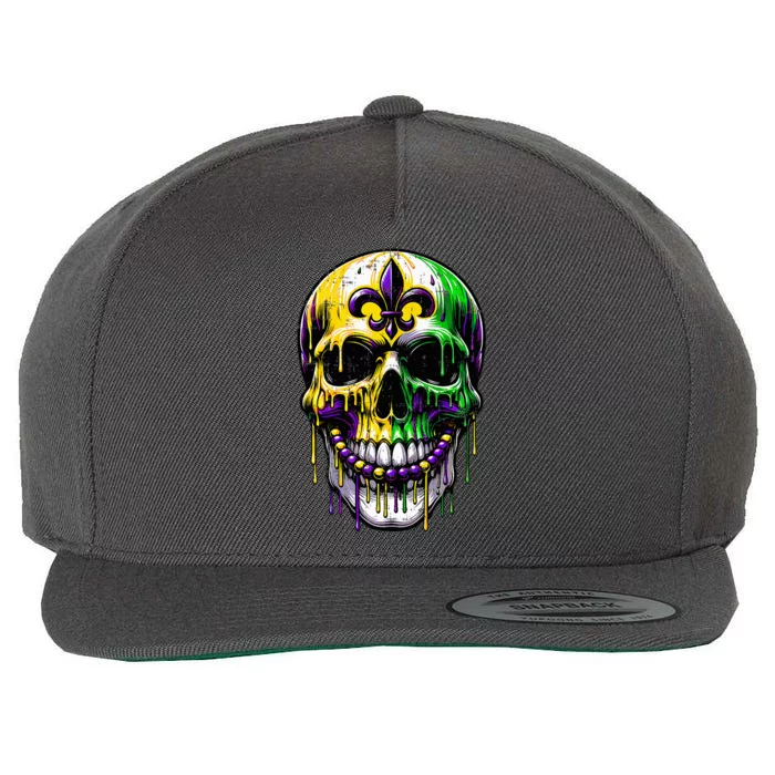 Fleur De Lis Mardi Gras Skulls Outfit Wool Snapback Cap