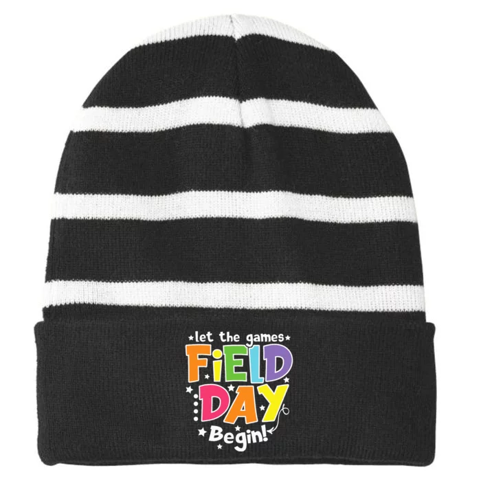 Field Day Let Games Start Begin Teachers Field Day 2024 Striped Beanie with Solid Band