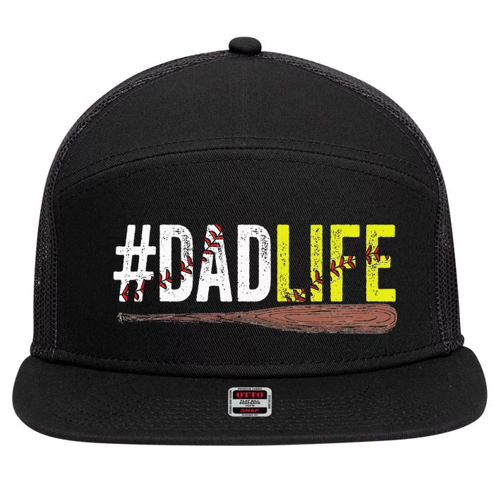 Funny Dad Life Softball Baseball Daddy Sports Father's Day 7 Panel Mesh Trucker Snapback Hat