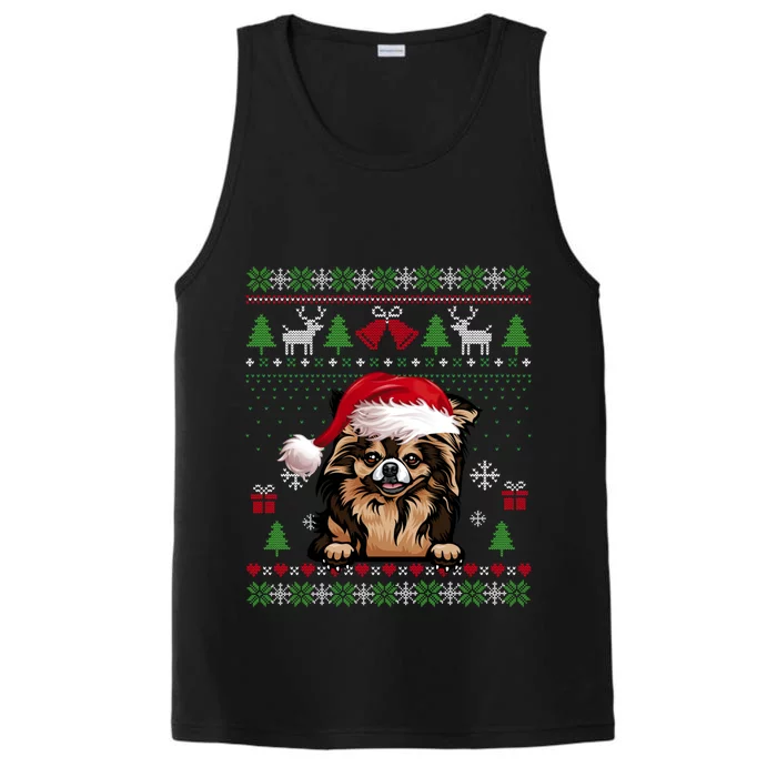 Funny Dog Lovers Chihuahua Santa Hat Ugly Christmas Sweater Gift Performance Tank