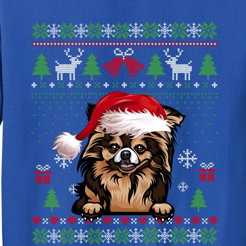 Funny Dog Lovers Chihuahua Santa Hat Ugly Christmas Sweater Gift Tall Sweatshirt