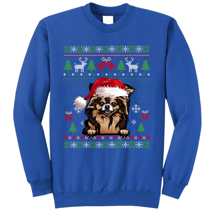 Funny Dog Lovers Chihuahua Santa Hat Ugly Christmas Sweater Gift Tall Sweatshirt