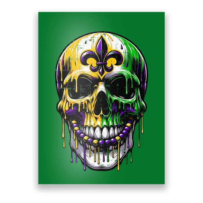 Fleur De Lis Mardi Gras Skulls Poster