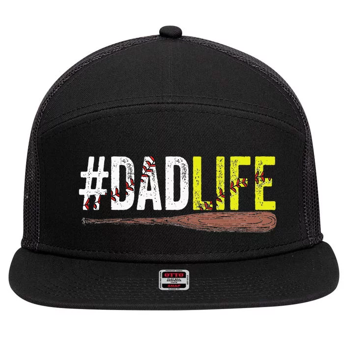 Funny Dad Life Softball Baseball Daddy Sports Fathers Day 7 Panel Mesh Trucker Snapback Hat