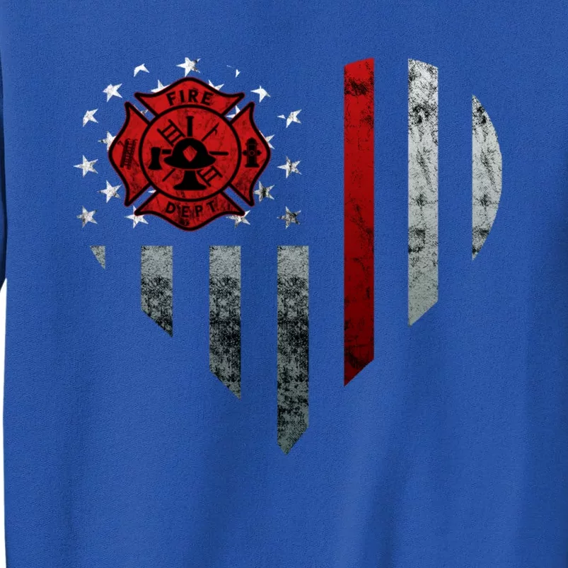 Firefighter Departt Logo Fire Heart American Flag Gift Tall Sweatshirt