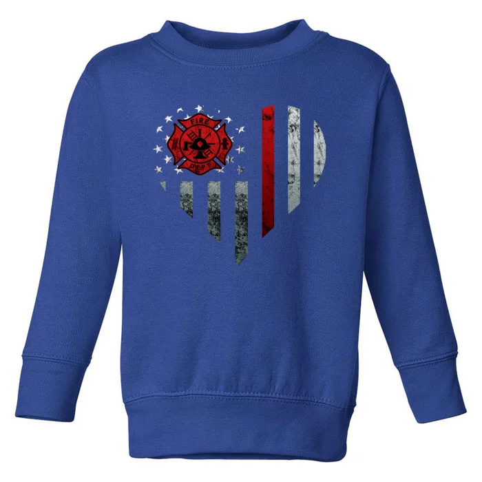 Firefighter Departt Logo Fire Heart American Flag Gift Toddler Sweatshirt