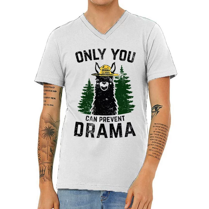 Funny Drama Llama Only You Can Prevent Drama Sarcastic Lover V-Neck T-Shirt